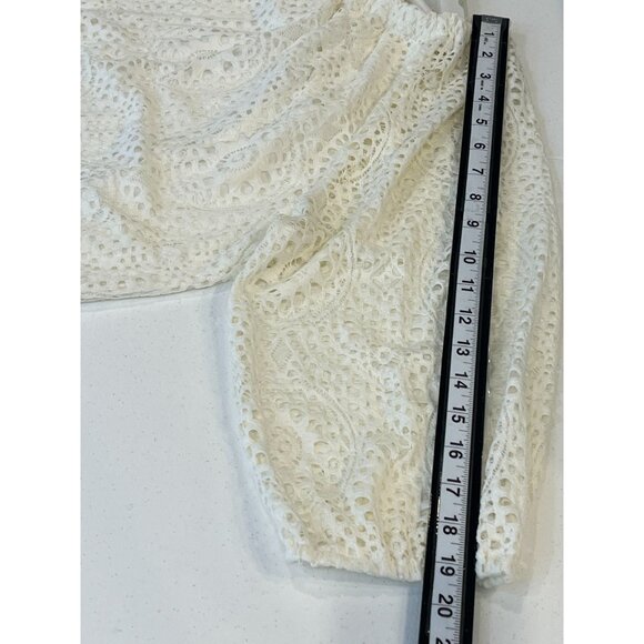 Leo & Nicole Plus XXL Peasant Blouse Lace Boho Cottagecore Cream Tunic Top - Picture 8 of 13